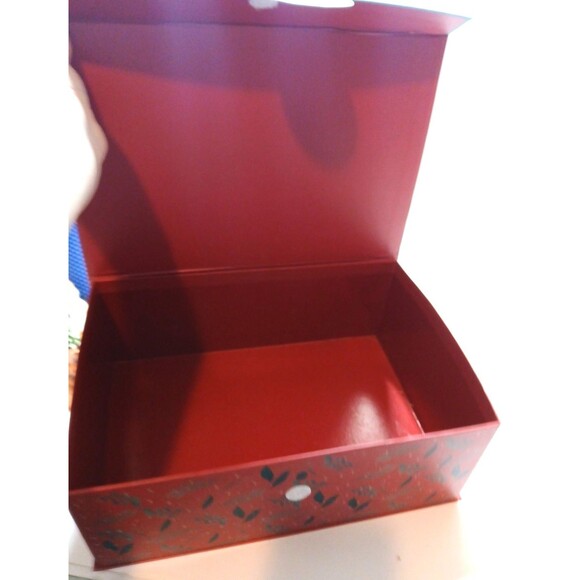 Decorative Christmas Box Red Bow Season's Greetings Hook and Loop Closure - Picture 4 of 6